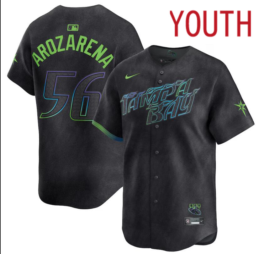Youth Tampa Bay Rays #56 Randy Arozarena Nike MLB Limited City Connect Black 2024 Jersey->tampa bay rays->MLB Jersey